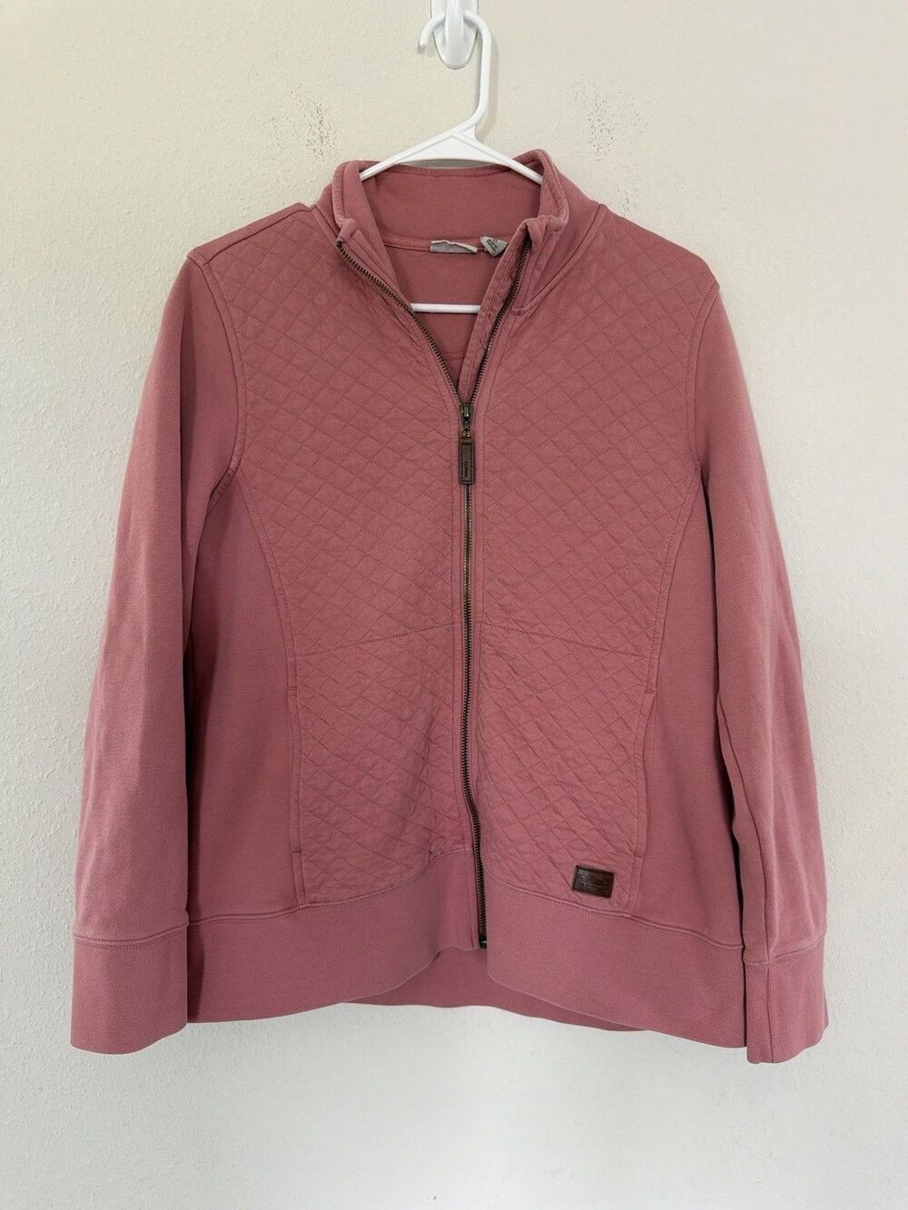Vintage LL Bean Quilted Jacket M Mock Neck Granola Gorpcore Hiking Outdoors Zip